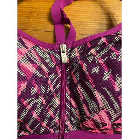 Victoria’s Secret VSX 32DD sports bra high support purple pink zipper - Picture 3 of 9